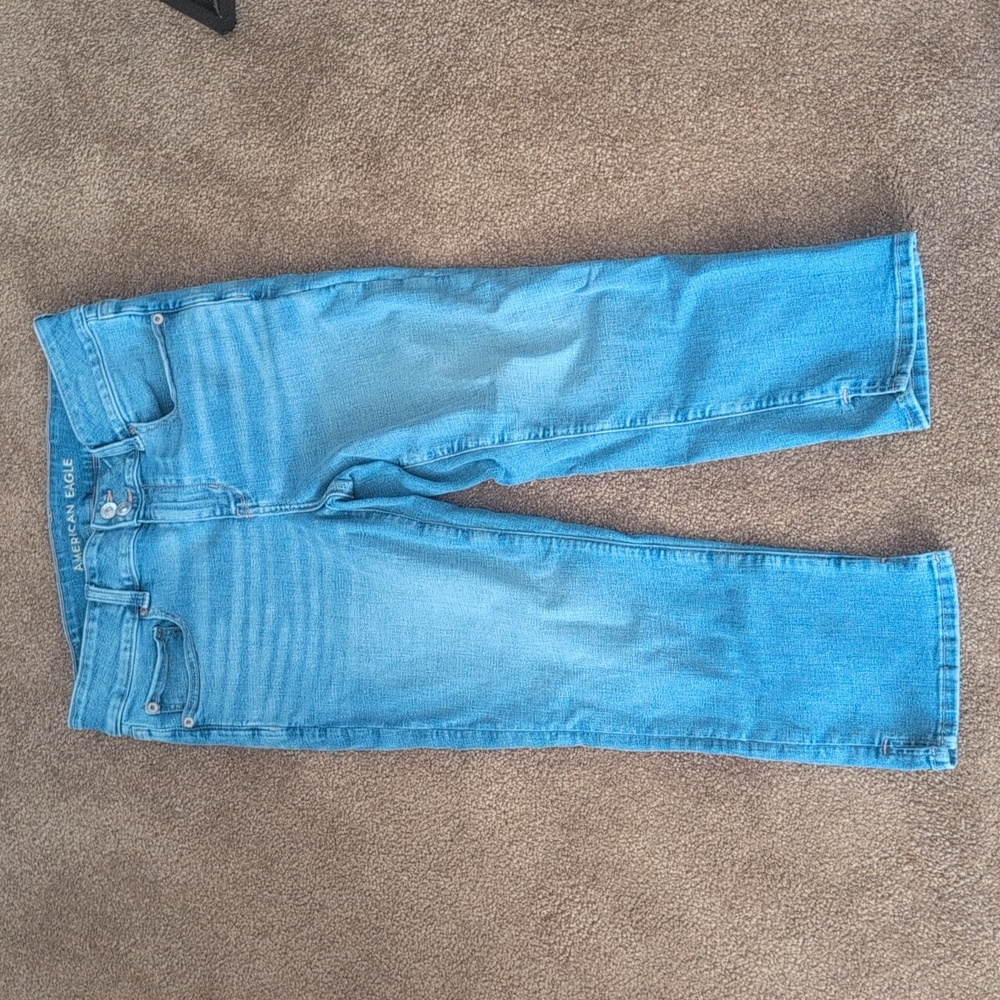 BNWOT.  AE Next Level Low-Rise Artist. Light Blue Ankle Jeans. 10 Short "10P" - Picture 5 of 10